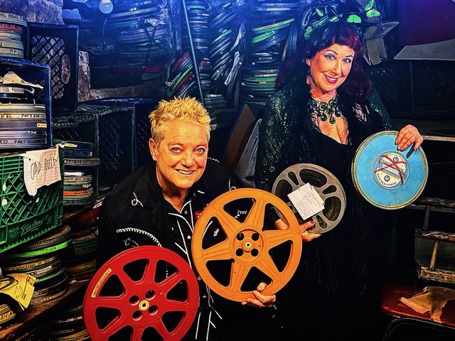 Beth and Annie photo with film reels