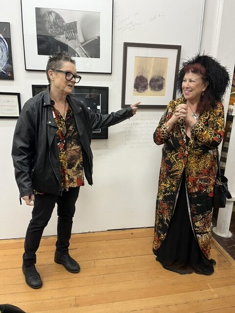 Beth and Annie at art exhibition