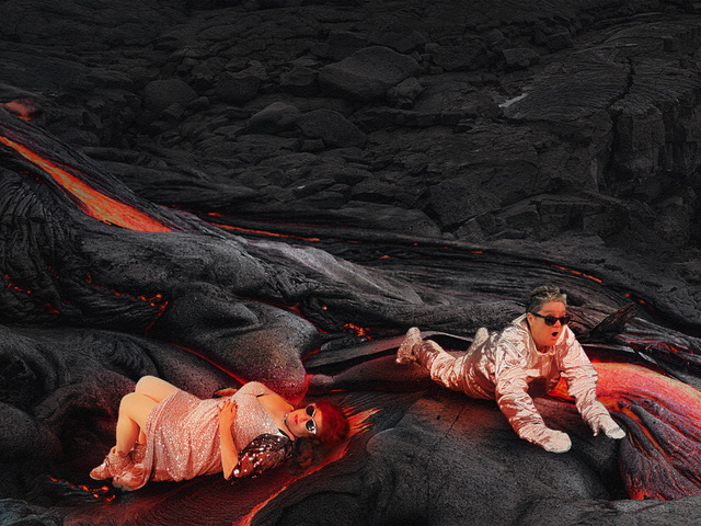 Annie and Beth on lava